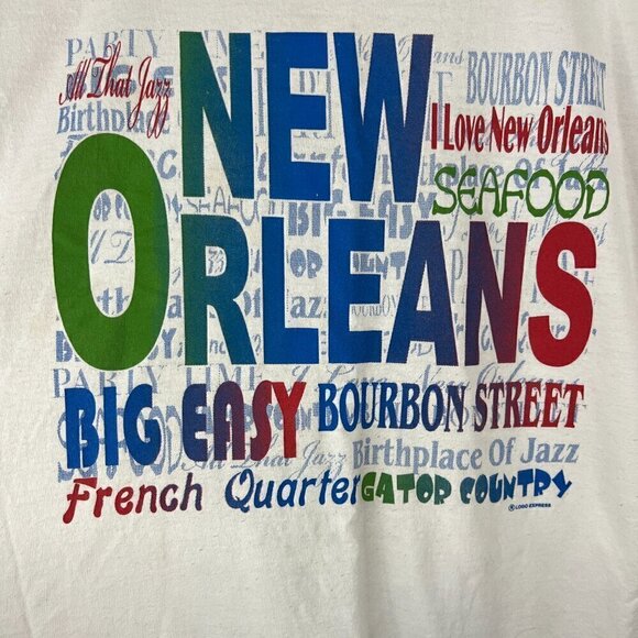 Vintage Y2K New Orleans Tourist T-Shirt Size 2XL White Tee Rainbow Lettering - Picture 4 of 7